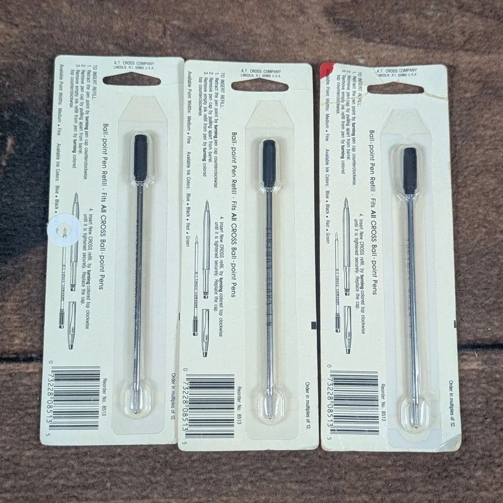 Cross‎ Ball Point Pen Refill Black Ink Medium Point 8513 New Lot of 3